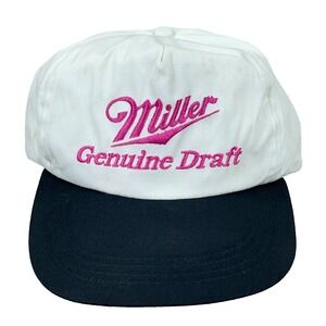 Vintage Miller High Life Trucker Hat Cap Snapback Beer Genuine Draft Pink Logo